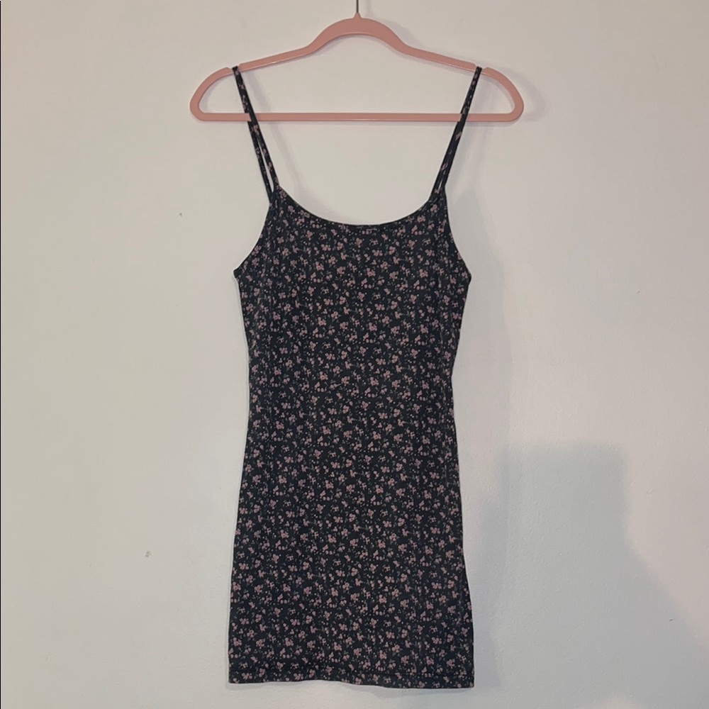Urban Outfitters Black Floral Fitted Mini Dress